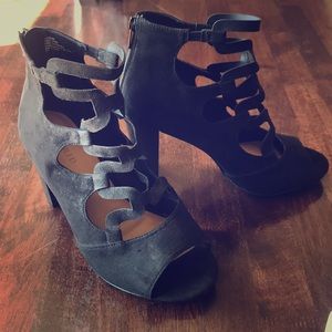 Torrid black, strappy, open toed heels